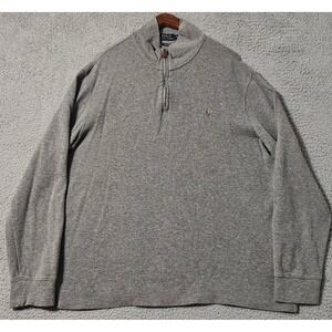 Polo Ralph Lauren Estate-Rib Quarter Zip Pullover Heather Grey Gray‎ Size XL